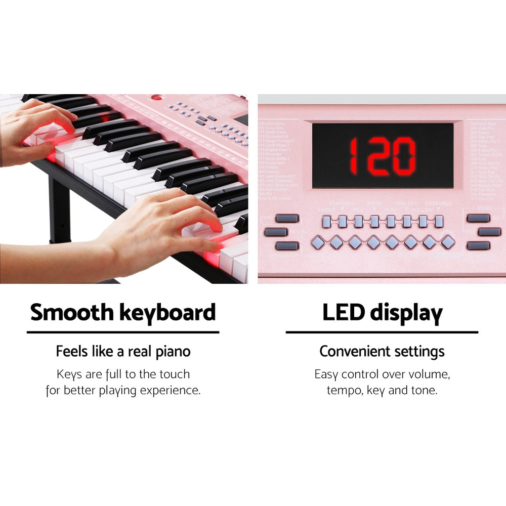 Usb Led Music Keyboard 61 Key Lighted Electronic Piano Keyboard LED Electric Holder Music Sta ...