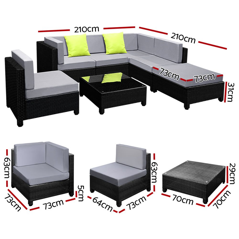 7PC Sofa Set Outdoor Furniture Lounge Setting Wicker Couches Garden Patio Pool