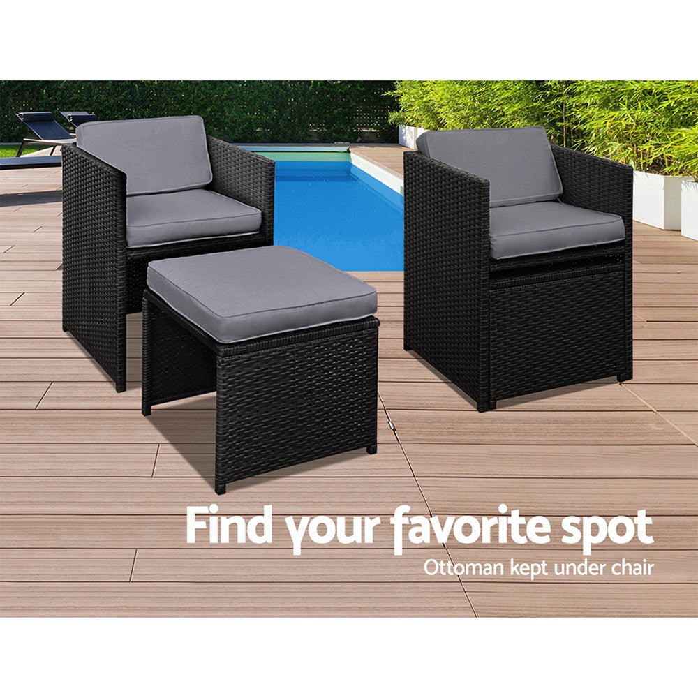 11 Piece PE Wicker Outdoor Dining Set - Black