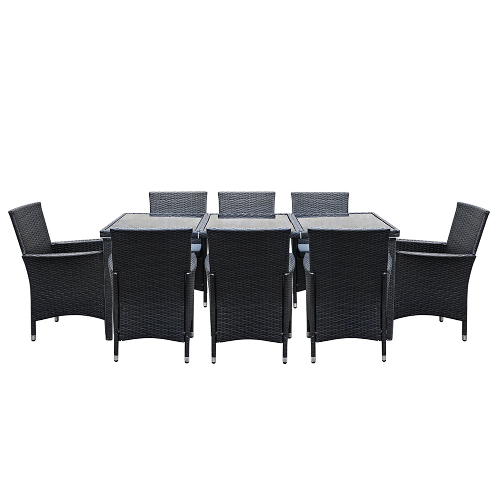 9 Piece Outdoor Dining Set - Black