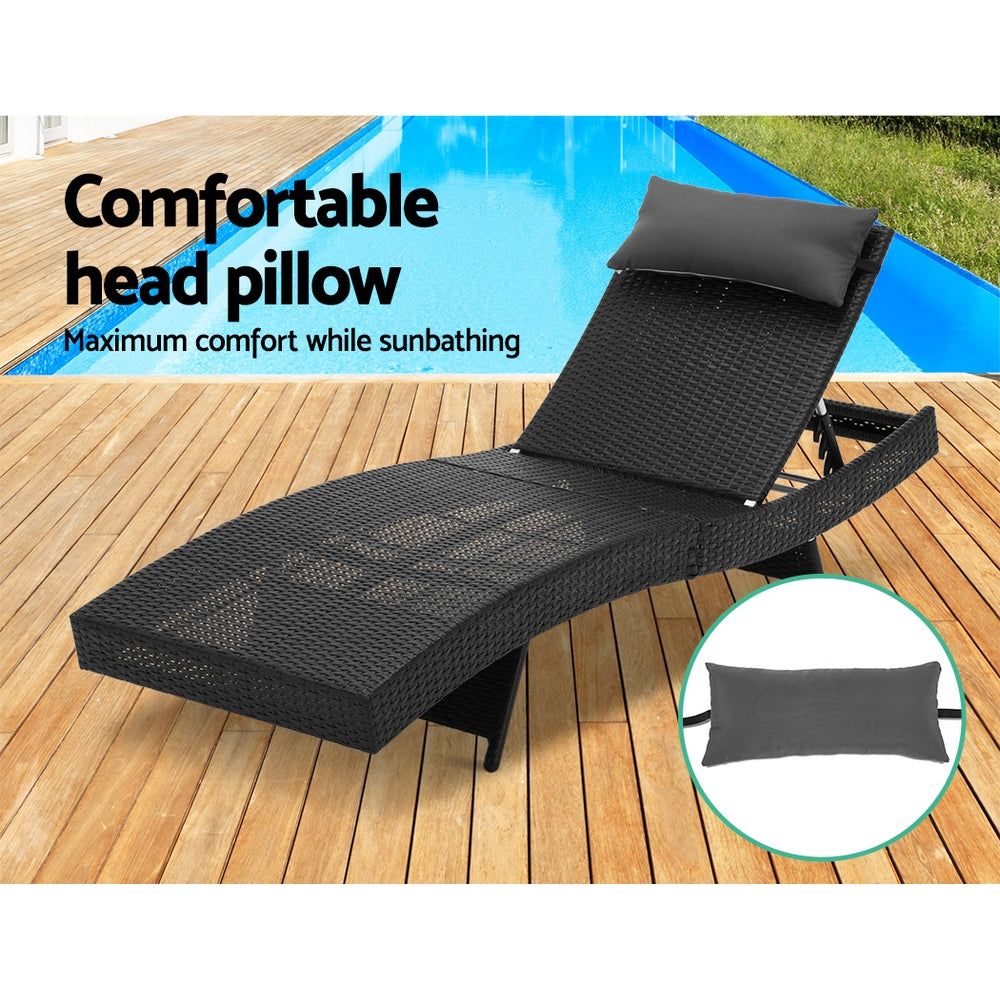 Outdoor Wicker Sun Lounge - Black