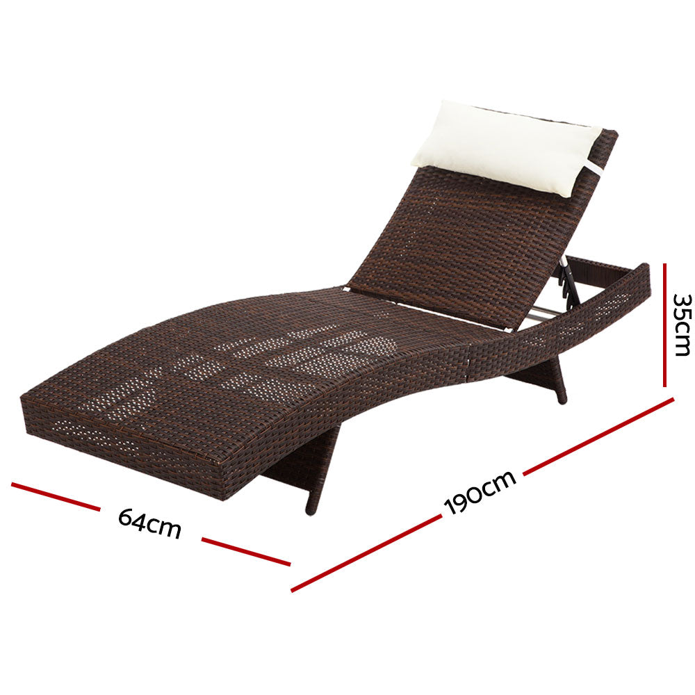 Outdoor Wicker Sun Lounge - Brown