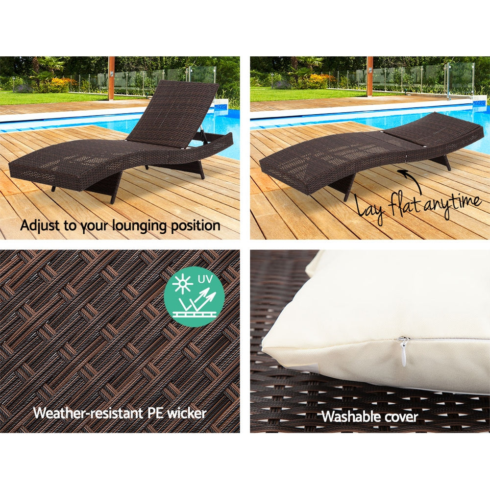 Outdoor Wicker Sun Lounge - Brown