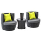 4 Piece PE Wicker Outdoor Set - Black
