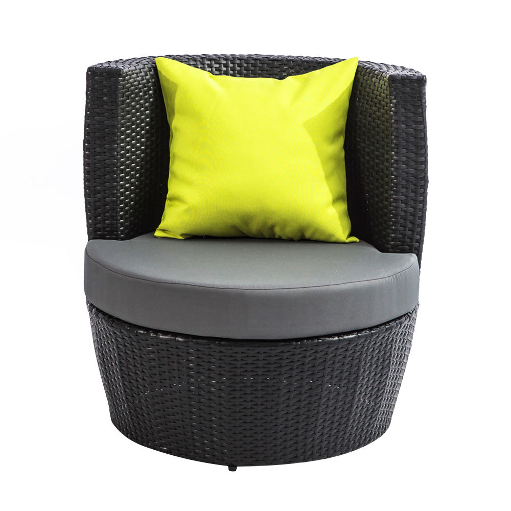 4 Piece PE Wicker Outdoor Set - Black