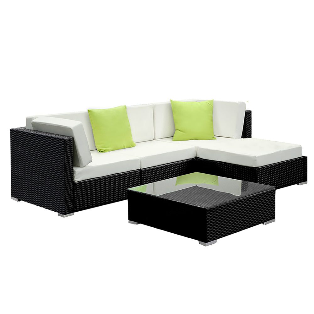 5PC Outdoor Furniture Sofa Set Wicker Garden Patio Pool Lounge