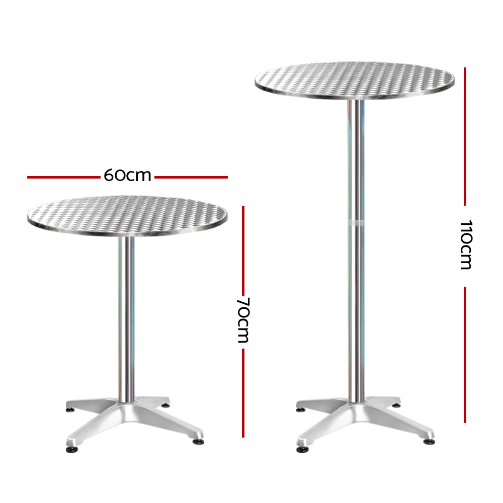 4pcs Outdoor Bar Table Furniture Adjustable Aluminium Cafe Table Round