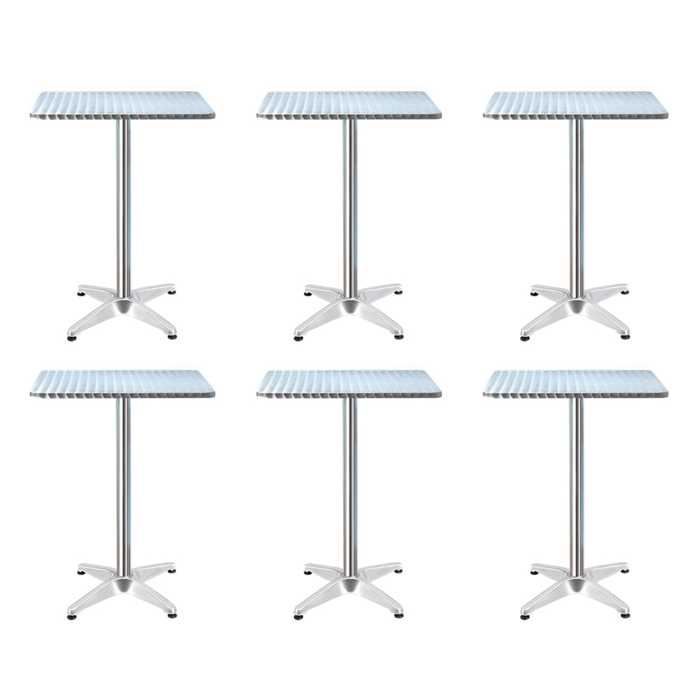 6pcs Outdoor Bar Table Furniture Adjustable Aluminium Square Cafe Table