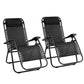 Set of 2 Zero Gravity Chairs Reclining Outdoor Furniture Sun Lounge Folding Camping Lounger Black