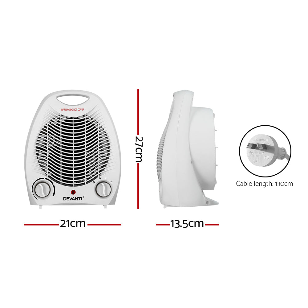 Electric Fan Heater Portable Room Office Heaters Hot Cool Wind 2000W