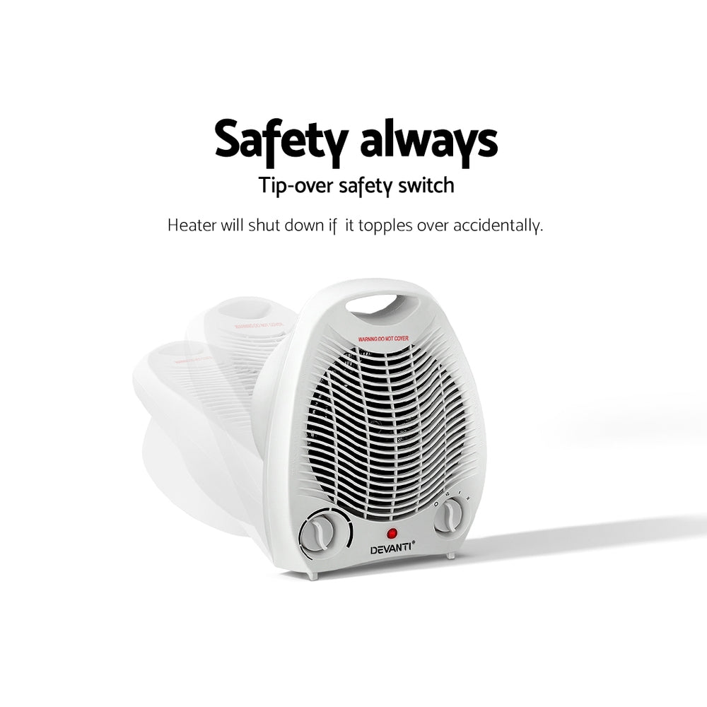 Electric Fan Heater Portable Room Office Heaters Hot Cool Wind 2000W