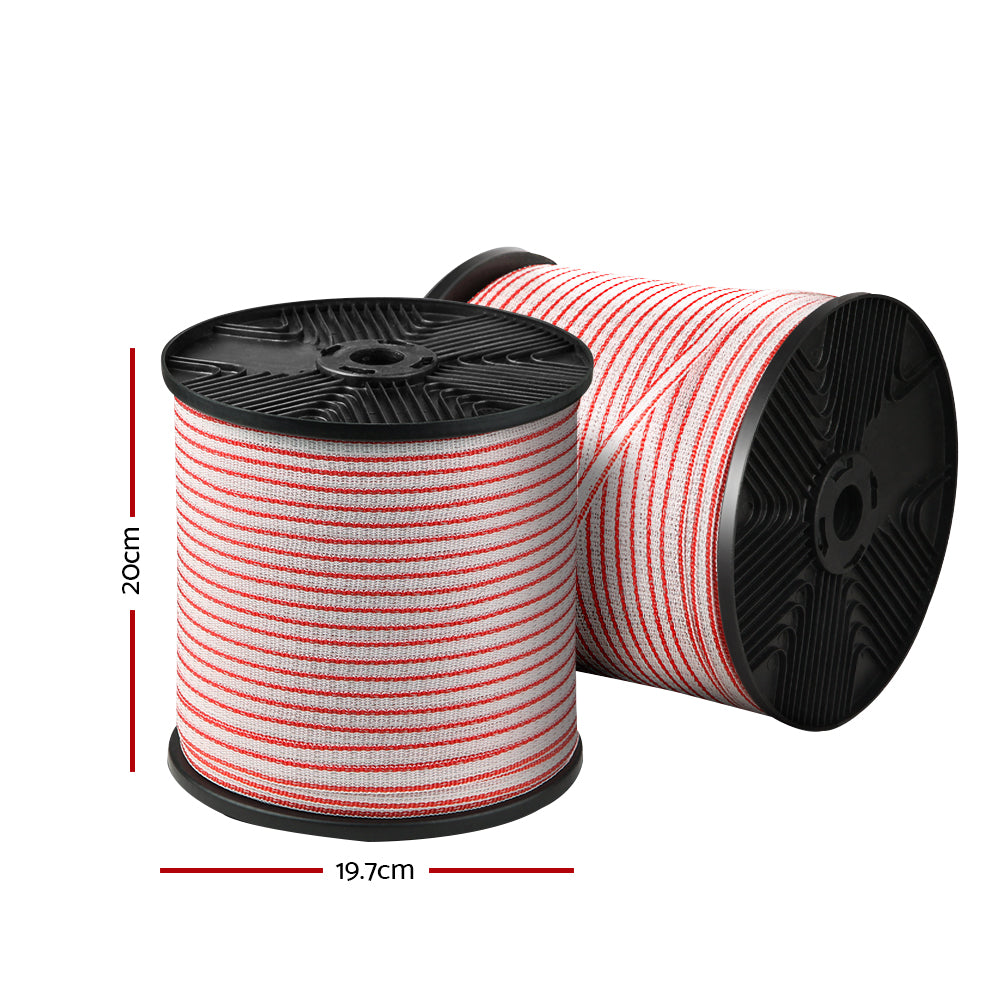 Electric Fence Wire 400M Tape Fencing Roll Energiser Poly Stainless Steel