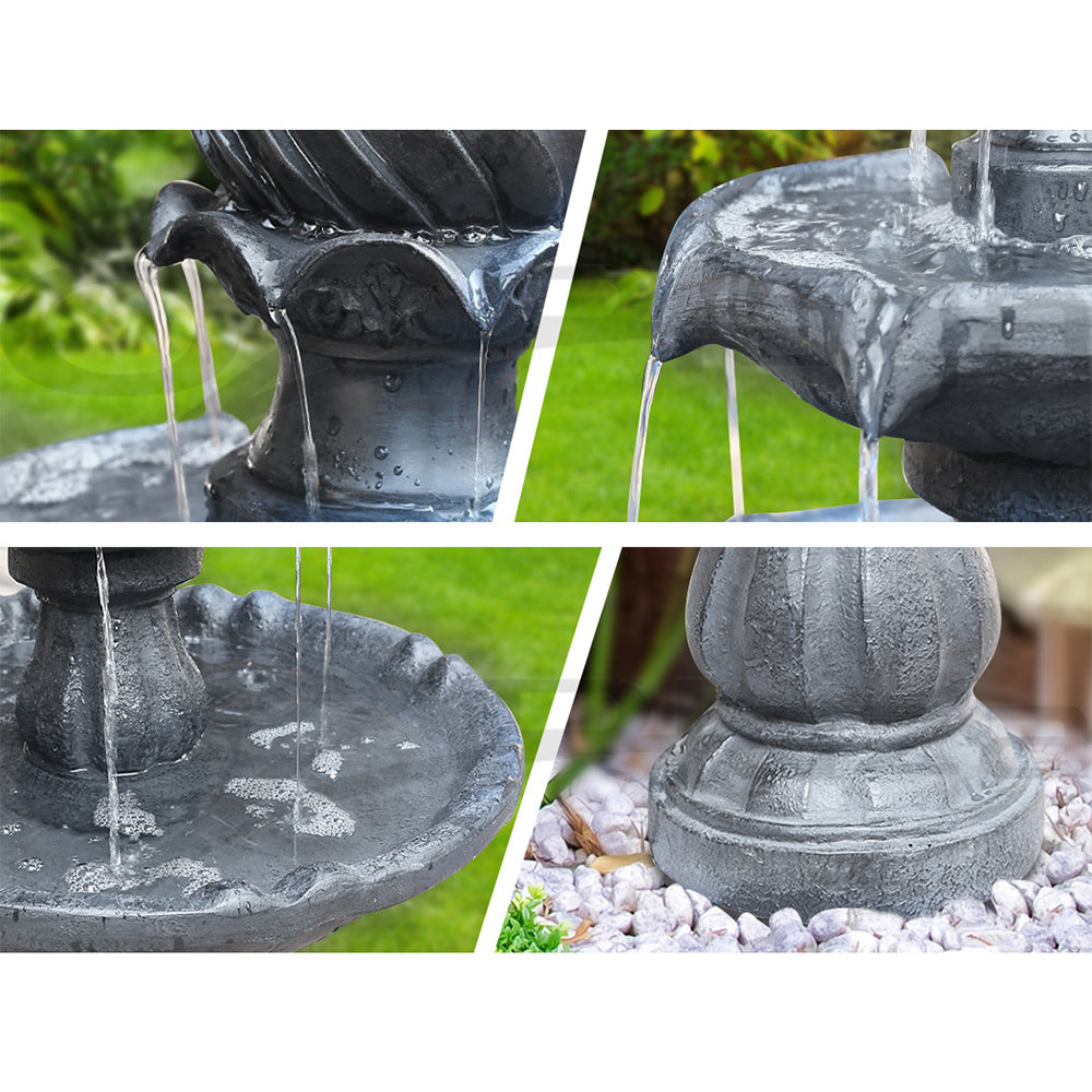 3 Tier Solar Powered Water Fountain - Black