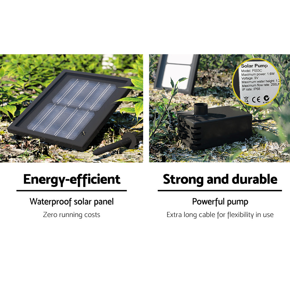 3 Tier Solar Powered Water Fountain - Black