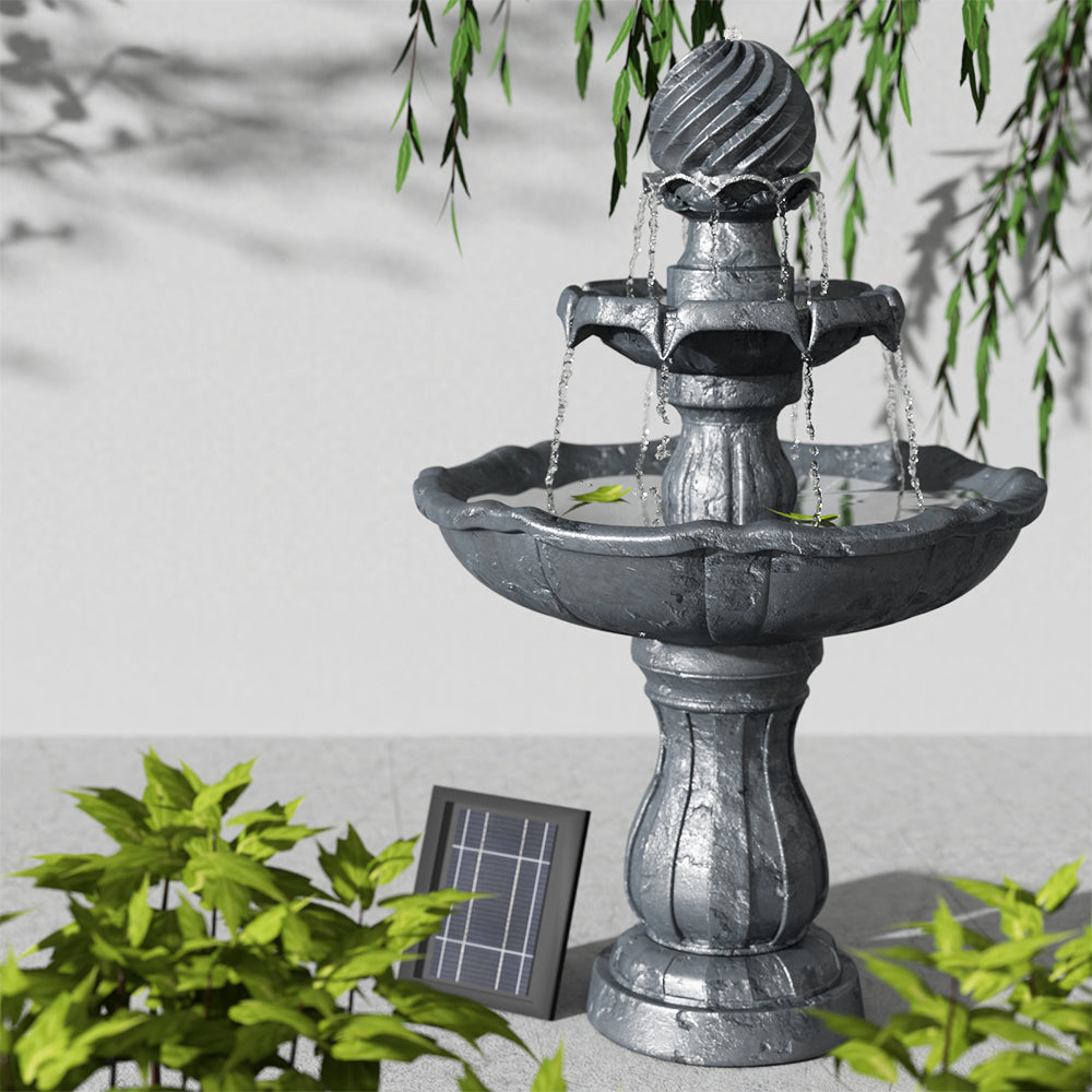 3 Tier Solar Powered Water Fountain - Black