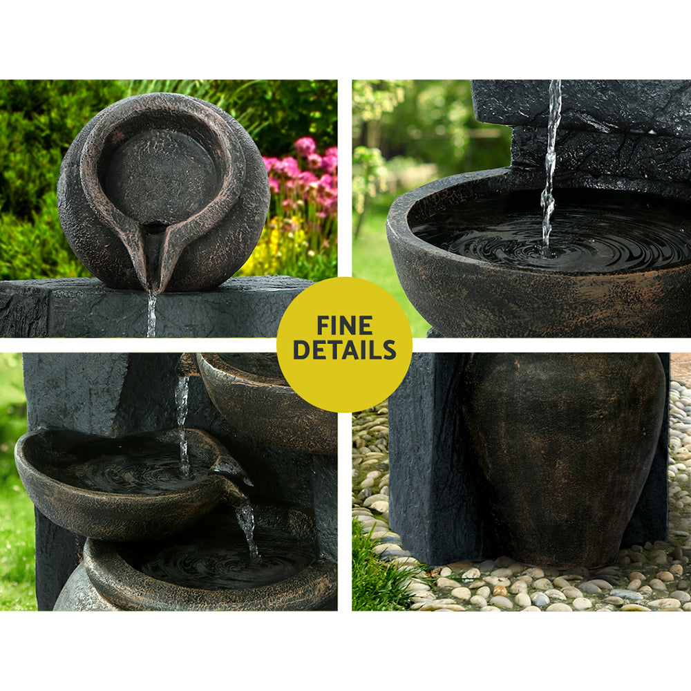 Solar Water Fountain Features Outdoor 5 Tiered Cascading Bird Bath