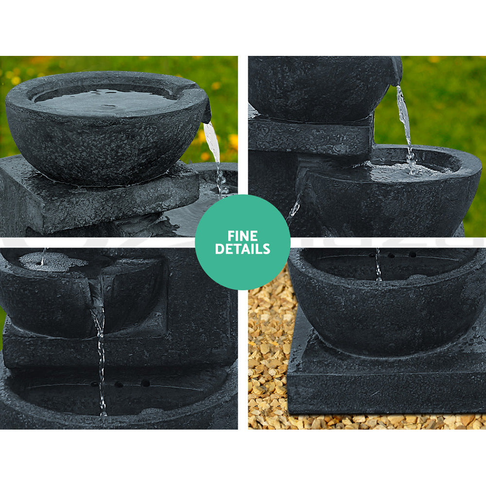 4 Tier Solar Powered Water Fountain with Light - Blue