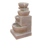 4 Tier Solar Powered Water Fountain with Light - Sand Beige