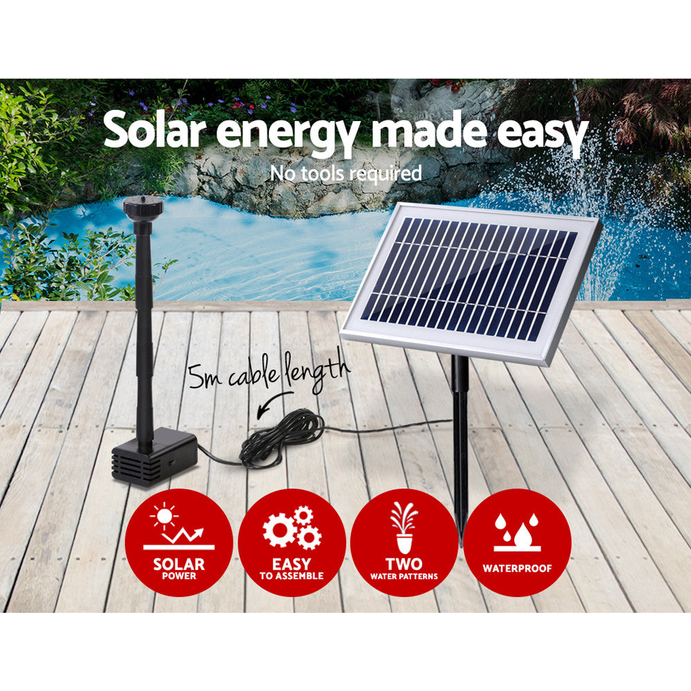 Solar Pond Pump Powered Water Outdoor Submersible Fountains Filter 4.6FT