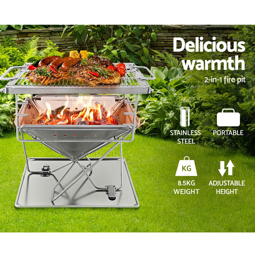 Fire Pit BBQ Grill with Carry Bag Camping