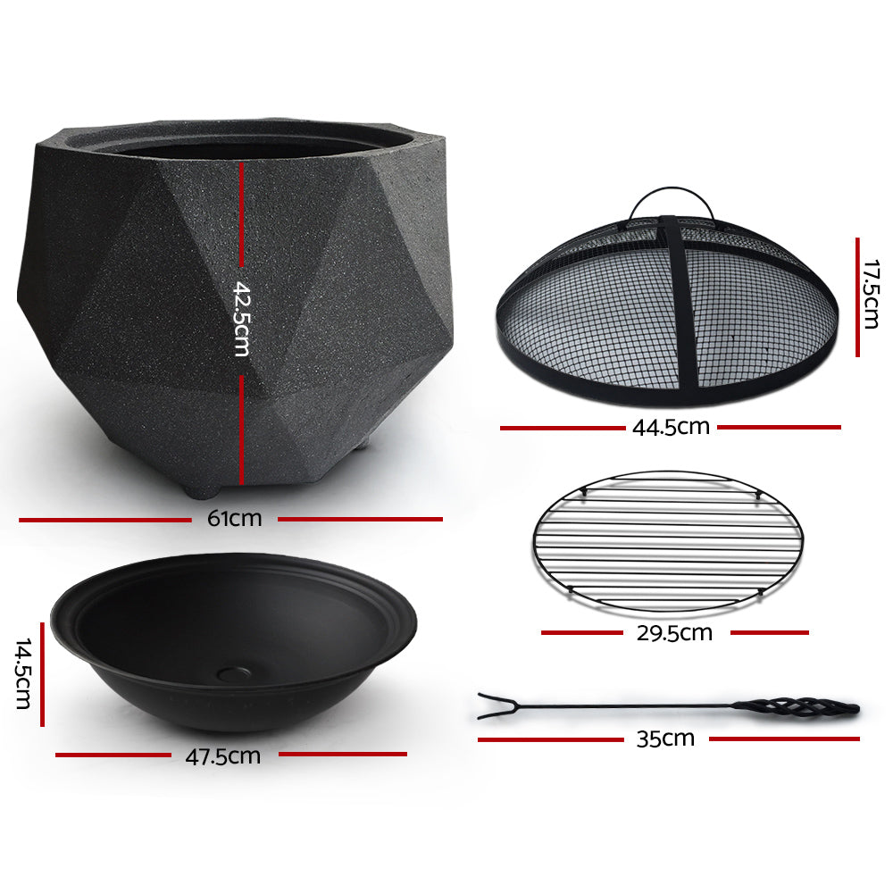 Outdoor Portable Fire Pit Bowl Wood Burning Patio Oven Heater Fireplace