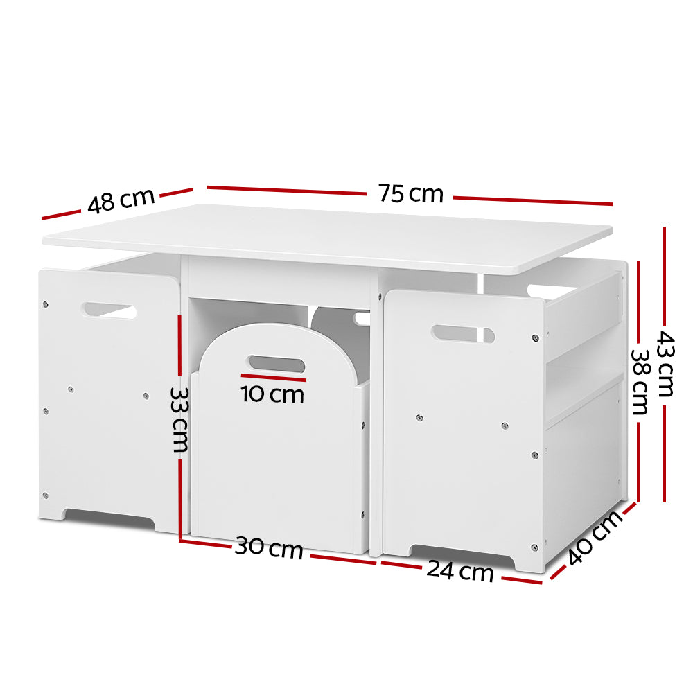 Kids Multi-function Table and Chair Hidden Storage Box Toy Activity Desk