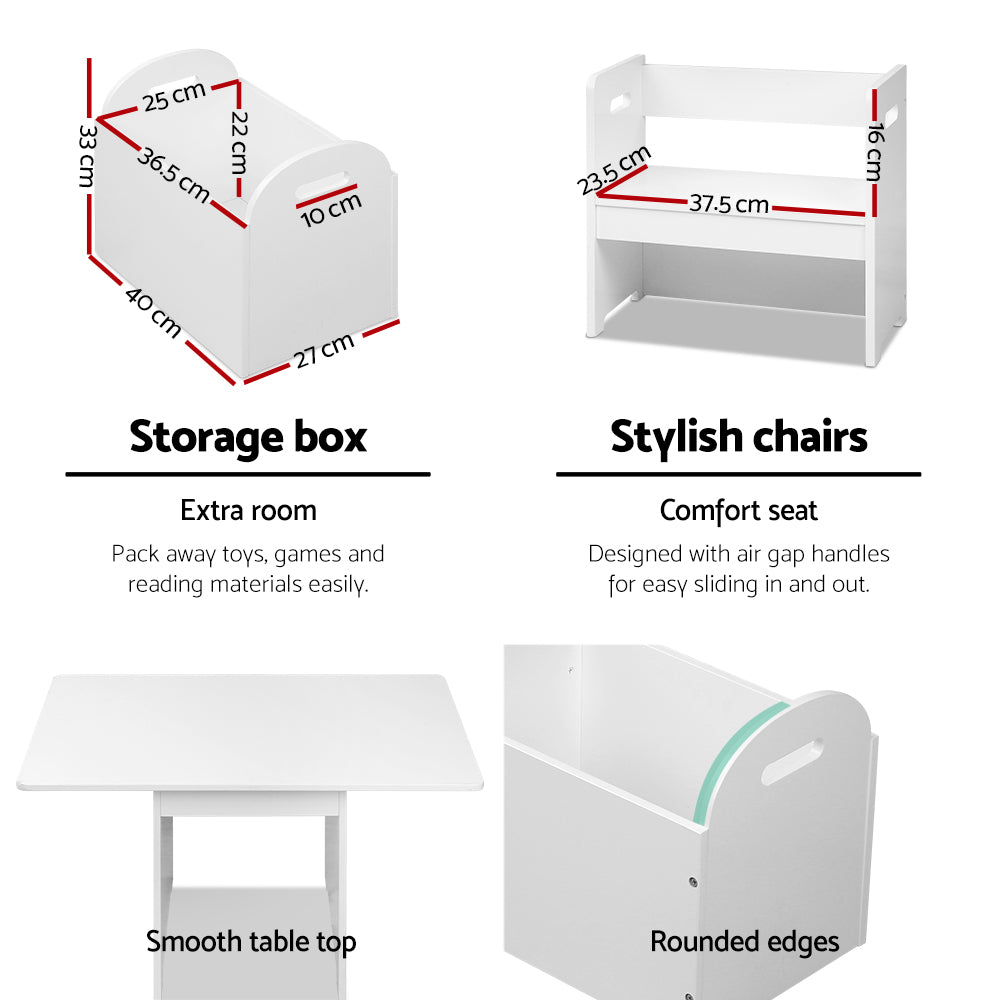 Kids Multi-function Table and Chair Hidden Storage Box Toy Activity Desk