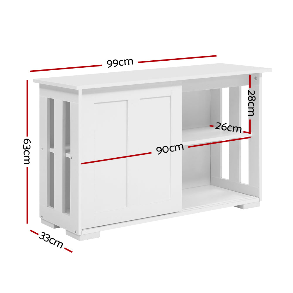 Buffet Sideboard Cabinet White Doors Storage Shelf Cupboard Hallway Table White