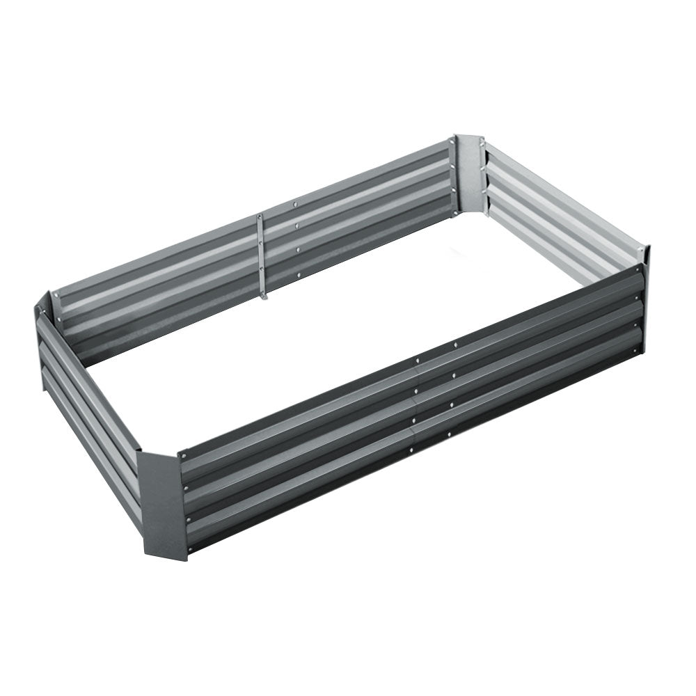 150 x 90cm Galvanised Steel Garden Bed - Aluminium Grey