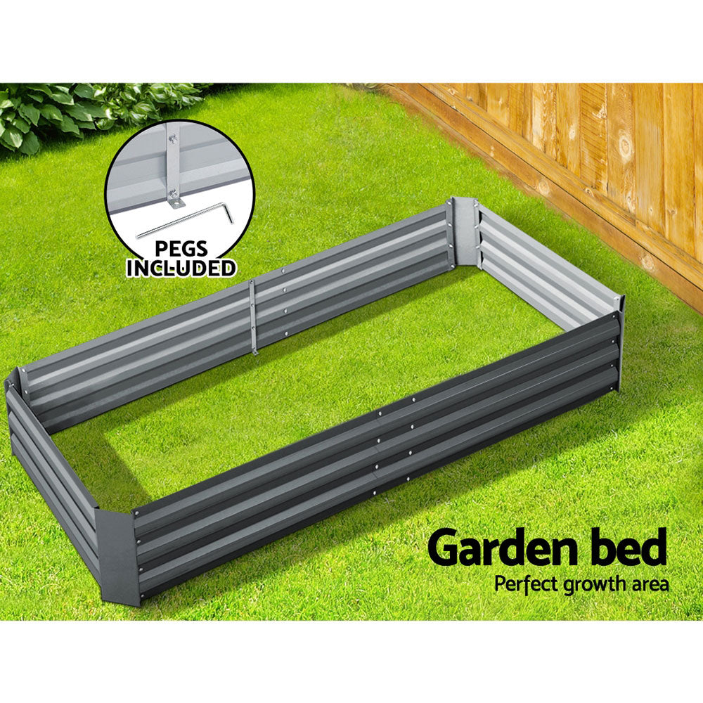 Galvanised Steel Raised Garden Bed Instant Planter 210 x 90 Aluminium