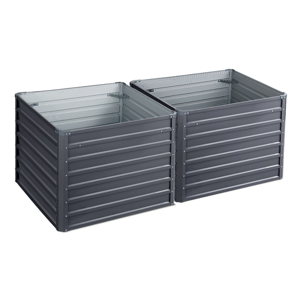 Garden Bed 2PCS 100X100X77CM Galvanised Steel Raised Planter