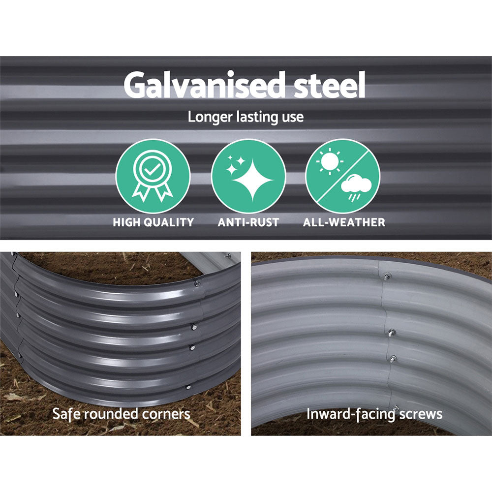 160X80X42CM Galvanised Raised Garden Bed Steel Instant Planter