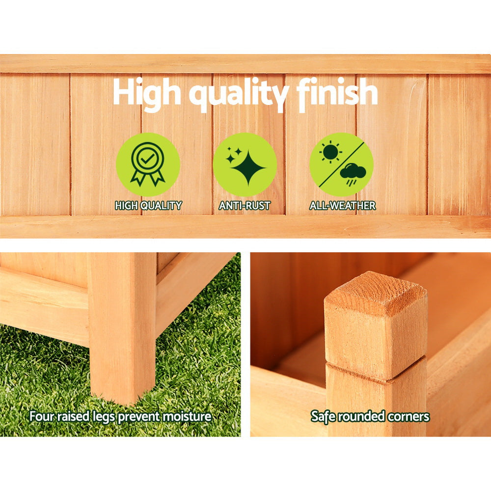 Garden Bed Raised Wooden Planter Outdoor Box Vegetables 90x30x33cm