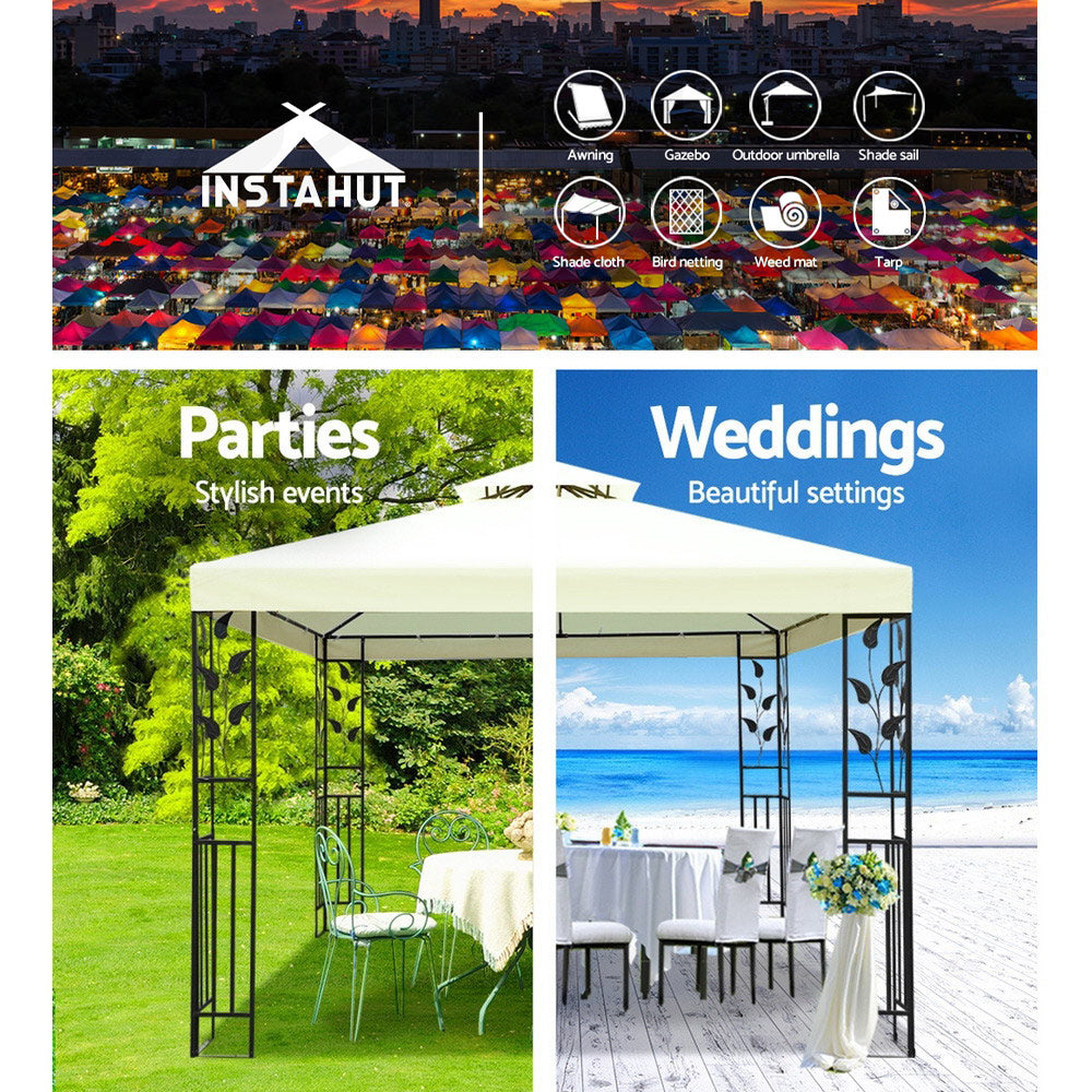 Gazebo 3x3m Party Marquee Outdoor Wedding Event Tent Iron Art Canopy White