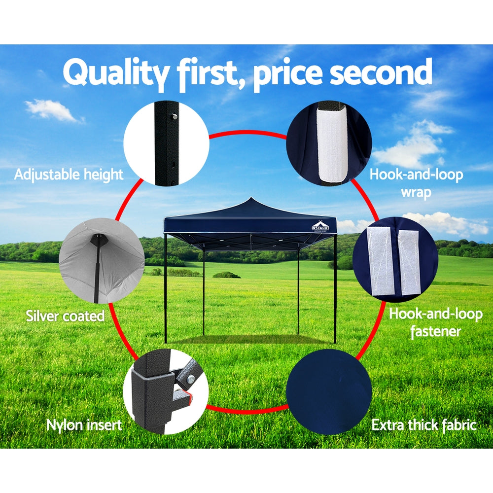 Gazebo Pop Up Marquee 3x3m Outdoor Tent Folding Wedding Gazebos Navy