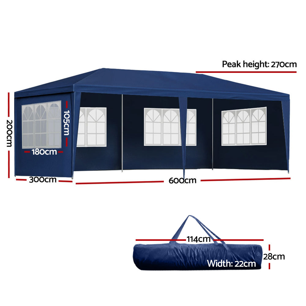 Gazebo 3x6 Outdoor Marquee Gazebos Wedding Party Camping Tent 6 Wall Panels