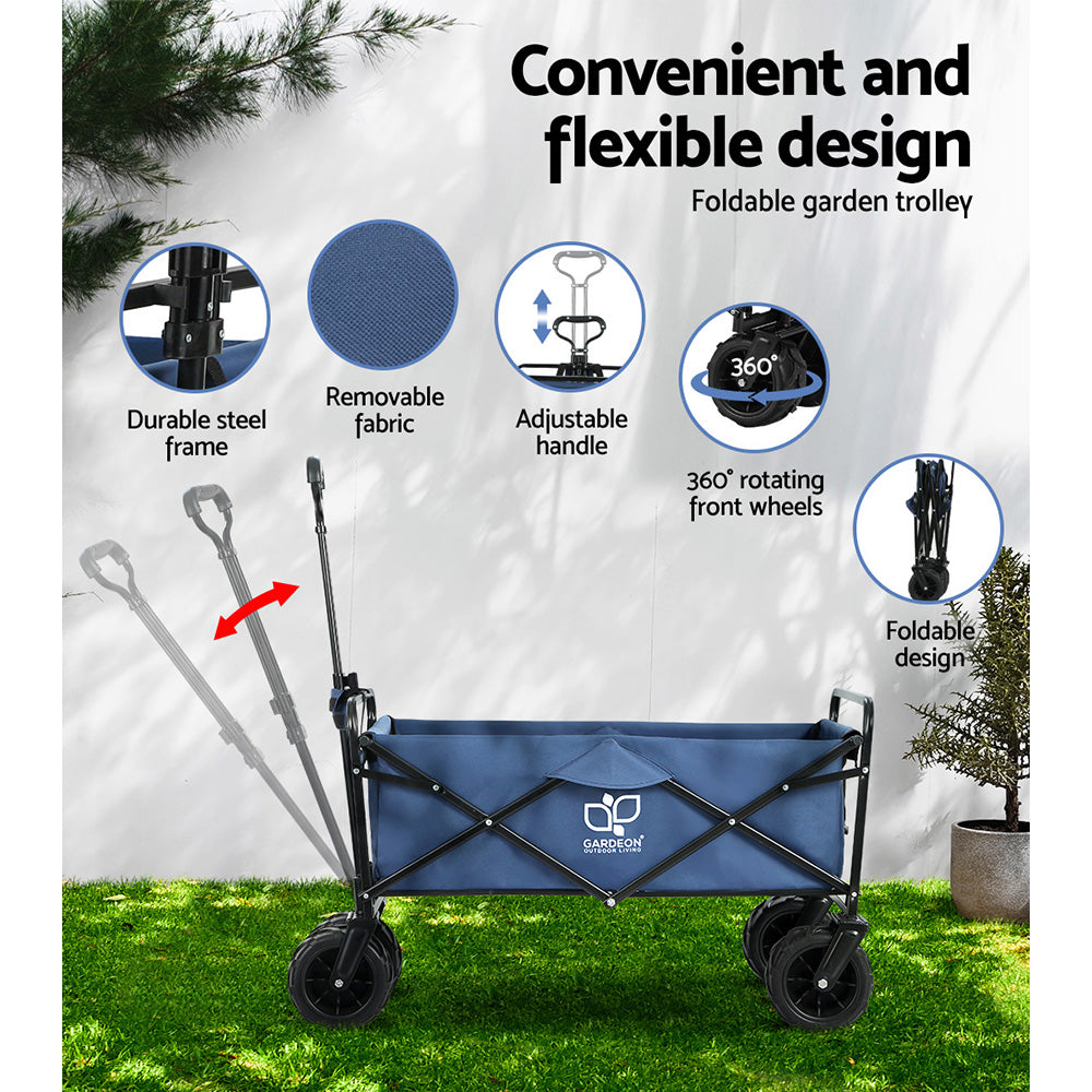 Garden Cart Folding 120kg Trolley Camping Wagon Barrow Outdoor Beach