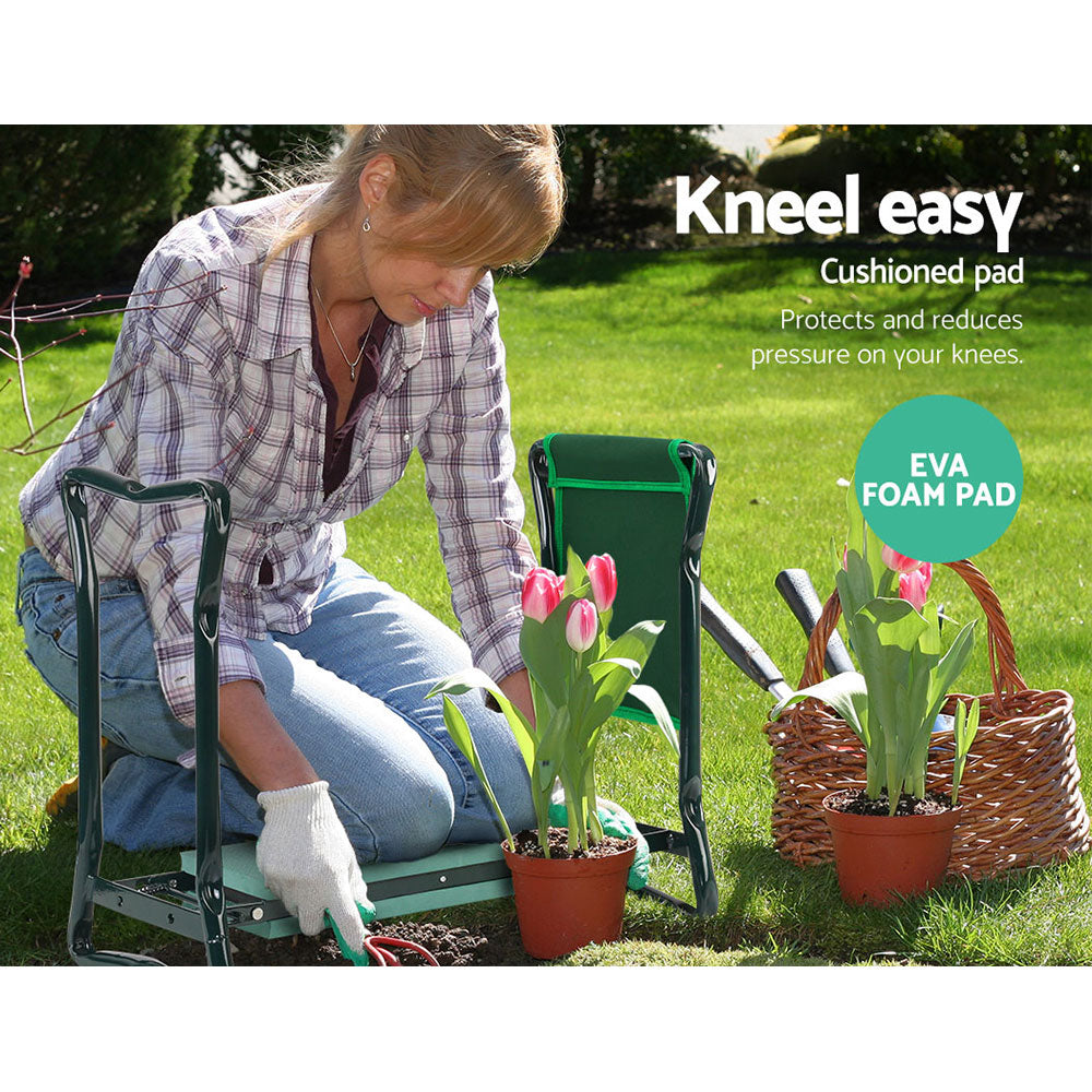 Garden Kneeler Padded Seat Stool Outdoor Bench Knee Pad Foldable 3-in-1