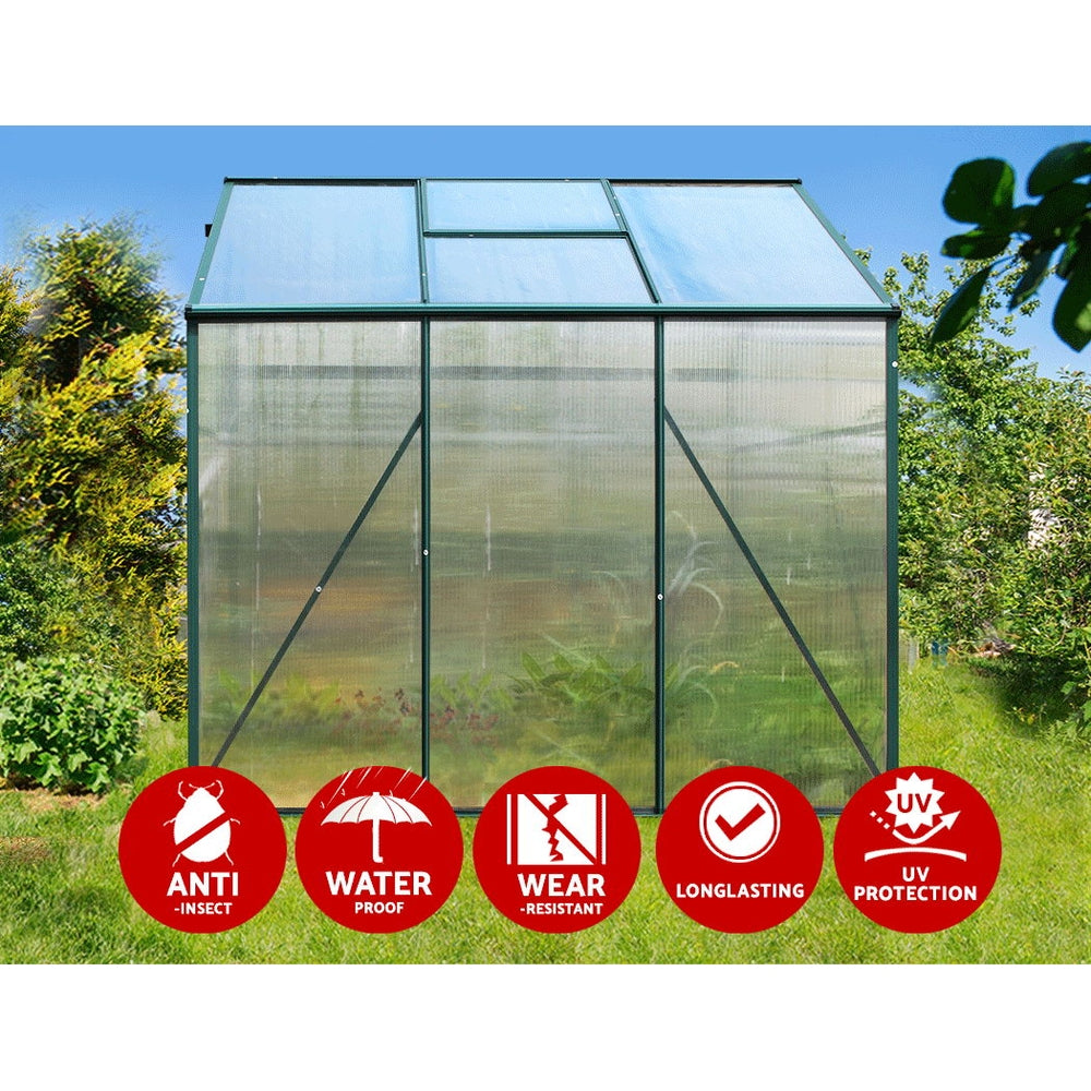 Greenhouse Aluminium Green House Garden Shed Polycarbonate 1.9x1.9M