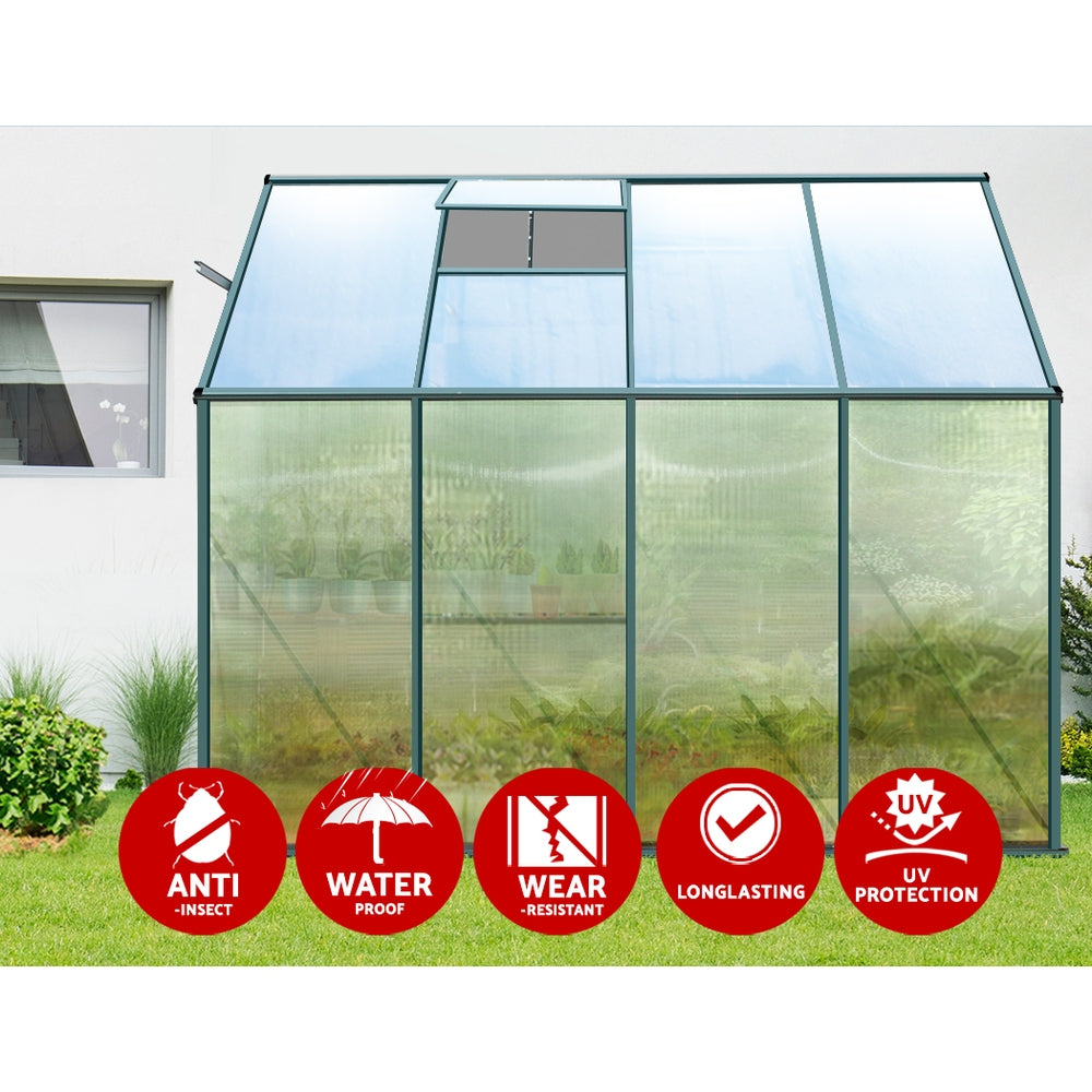 Greenhouse Aluminium Green House Garden Polycarbonate 2.52x1.27M