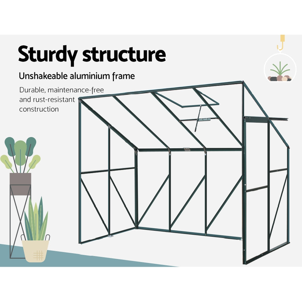 Greenhouse Aluminium Green House Garden Polycarbonate 2.52x1.27M