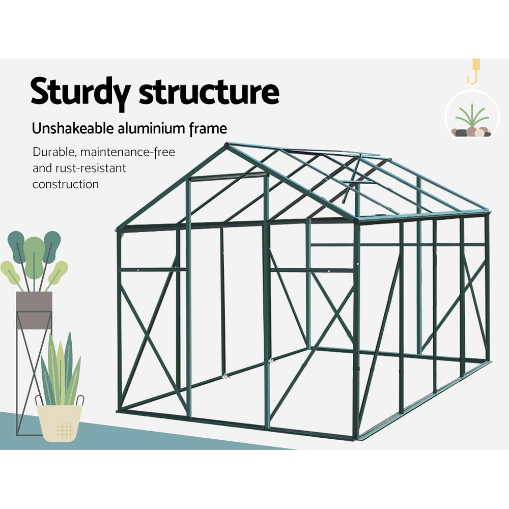 Aluminum Greenhouse Green House Garden Shed Polycarbonate 2.52x1.9M