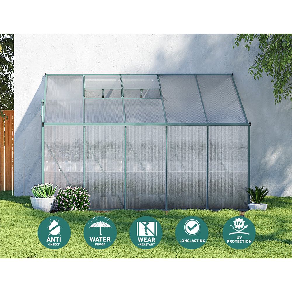 Greenhouse Aluminium Green House Garden Shed Polycarbonate 3x1.27M