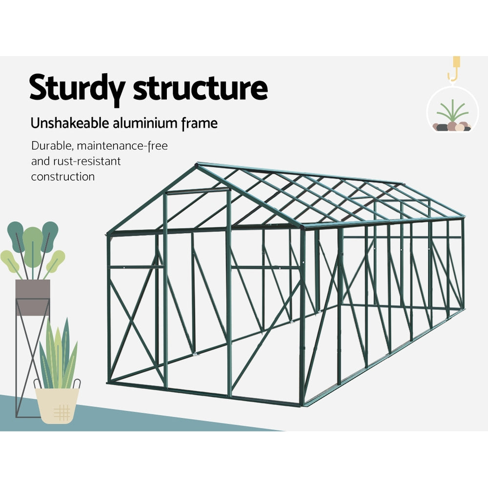 Aluminium Greenhouse Green House Garden Polycarbonate 4.43X2.44M