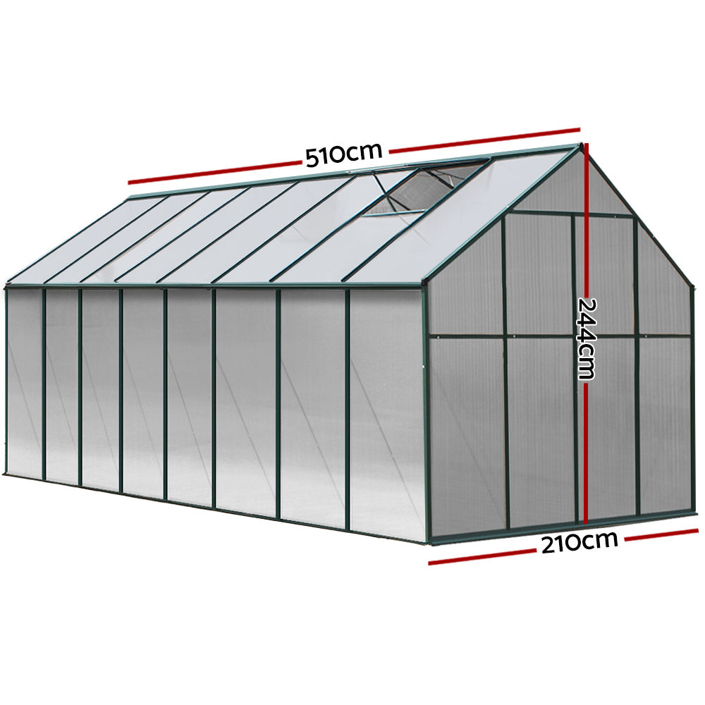 Aluminium Greenhouse Polycarbonate Green House Garden Shed 5.1x2.44M