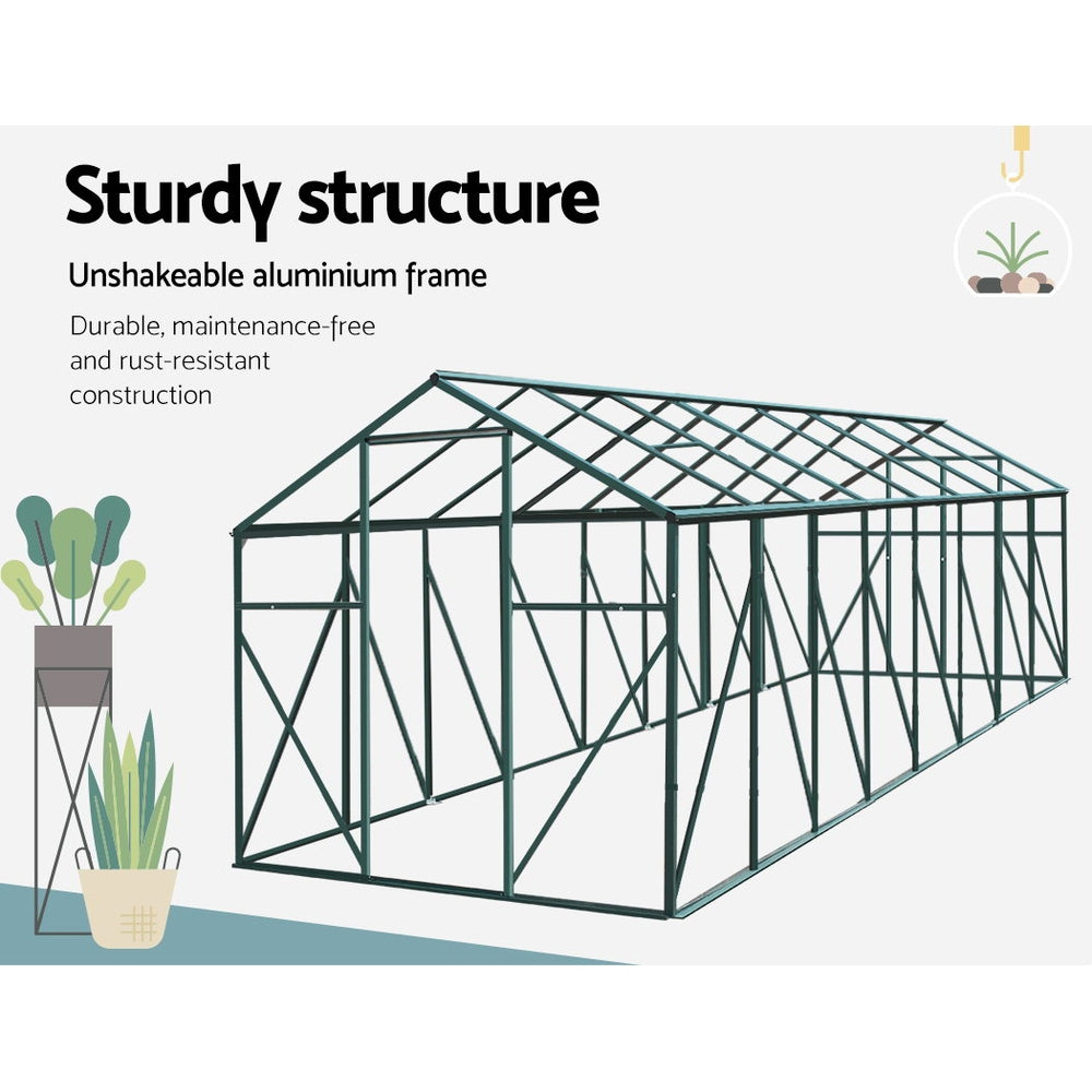 Aluminium Greenhouse Polycarbonate Green House Garden Shed 5.1x2.44M