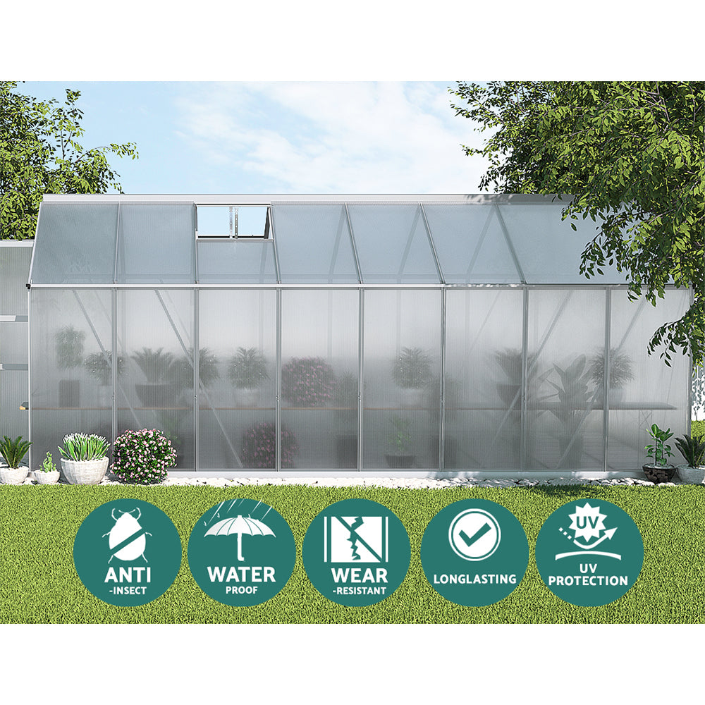 Aluminium Greenhouse Polycarbonate Green House Garden Shed 4.7x2.5M