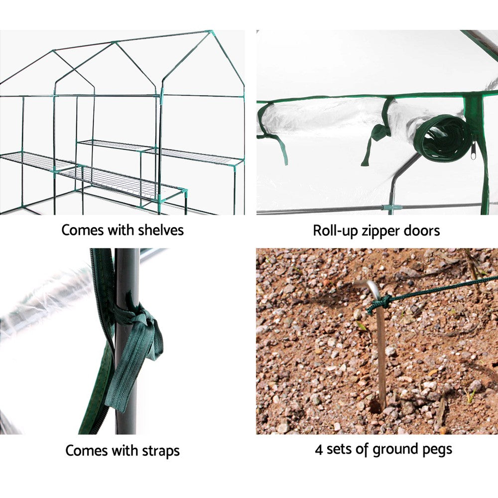 Greenhouse Garden Shed Green House 1.9X1.2M Storage Greenhouses Clear