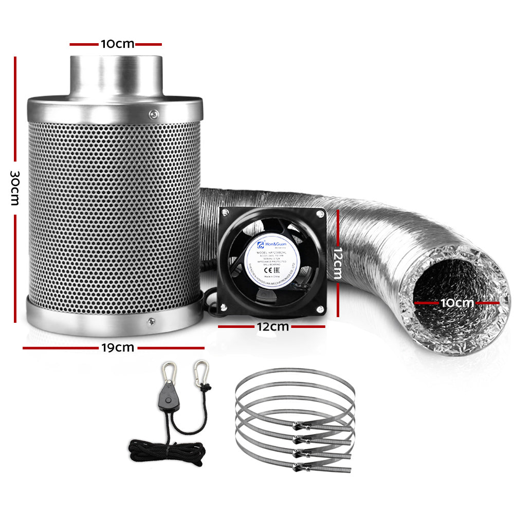 Hydroponics Grow Tent Ventilation Kit Vent Fan Carbon Filter Duct Ducting 4 inch