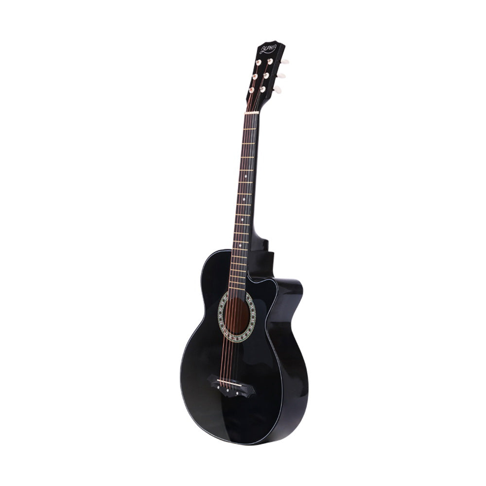 38 Inch Wooden Acoustic Guitar with Accessories set Black